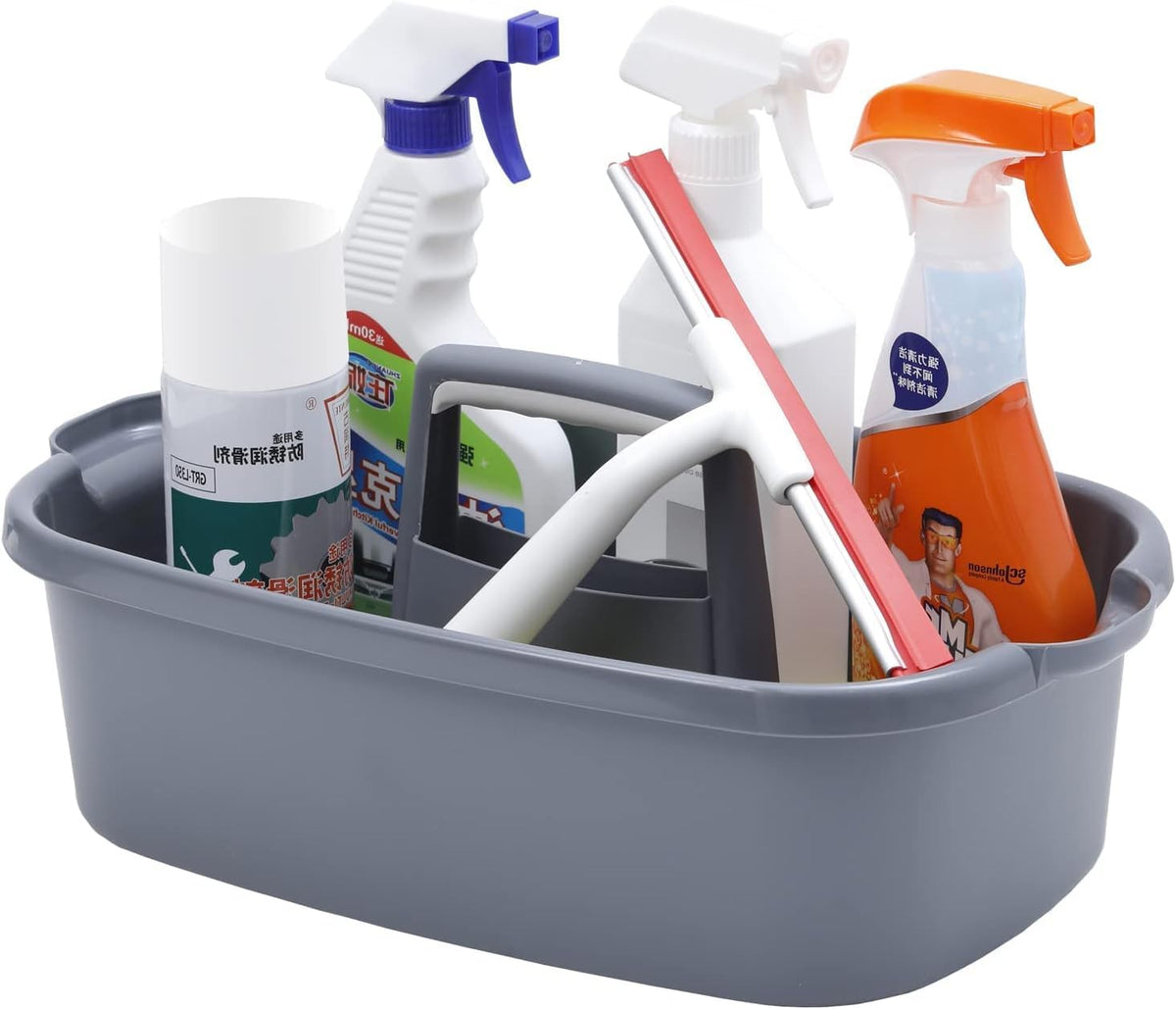 LOOKMINT Grey Shower Caddy Basket Plastic Storage Basket with Handles Storage Bins Shower Storage Organizer for Bathroom, Colleg