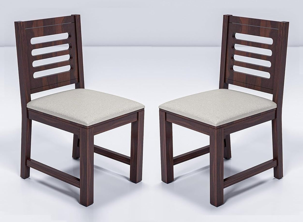 Howzbox Solid Sheesham Wood Urban Dining Chair Set For Dining Room | Wooden Cushion Chair For Living Room, Study Room, Home And