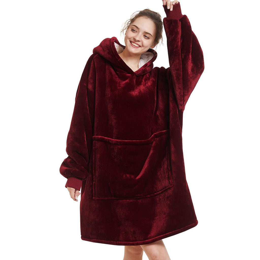 Aemilas Wearable Blanket Hoodie - Sherpa Blanket Sweatshirt As Birthday Gifts For Wife Women,Plush Hooded Blanket With Giant Poc