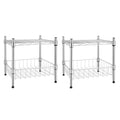 Simple Deluxe 2-Tier Shelving Unit, 15 W x 13.8 D x 15 H Wire Metal Stackable Storage with Basket, Chrome, 2 Pack