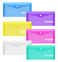 Sooez 24 Pack Plastic Pencil Pouch, Clear Poly Envelopes File Bag Bill Bag With Label Pocket, Plastic Pencil Case Bulk For A6 Si