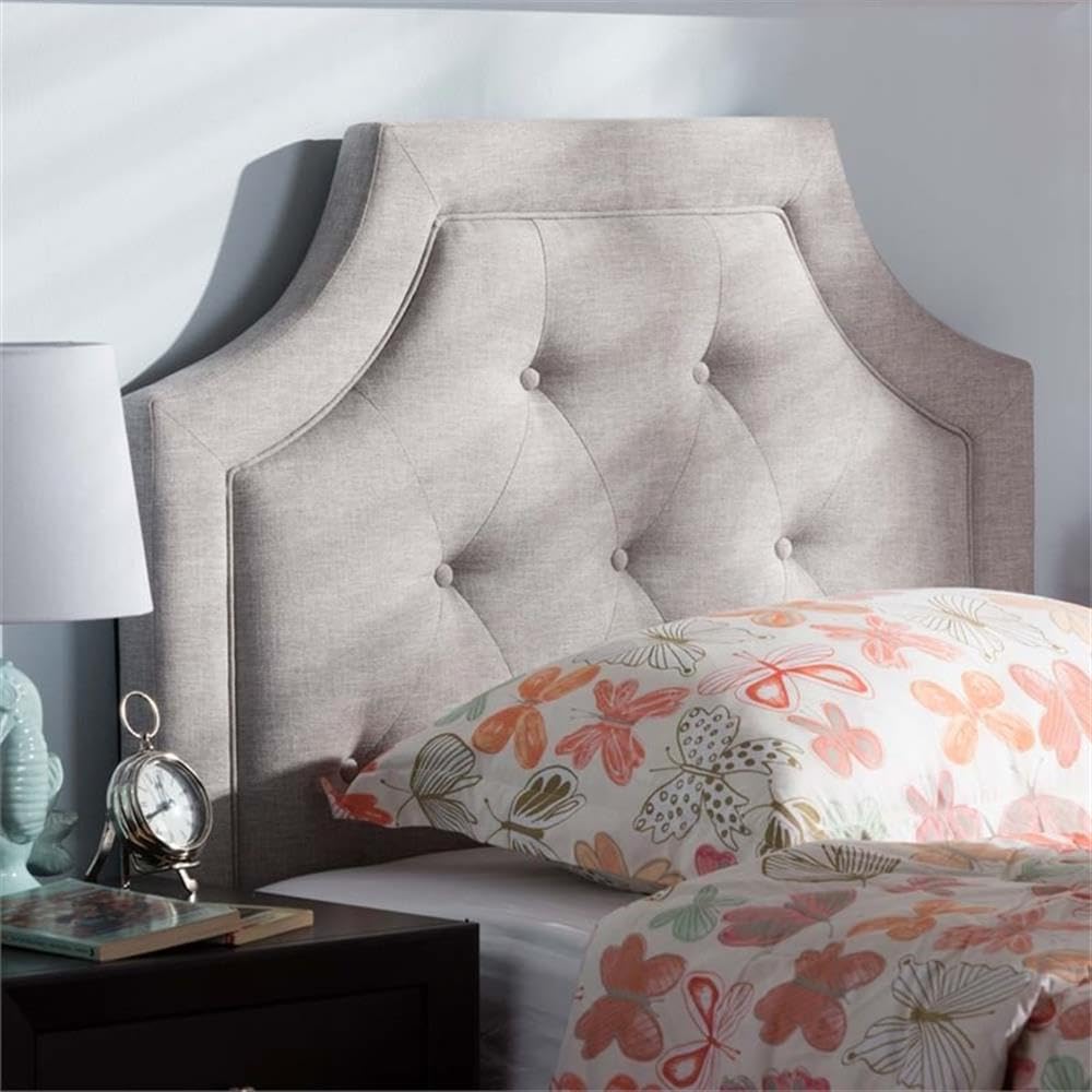 Baxton Studio Twin Size Headboard - Modern Greyish Beige Fabric Design