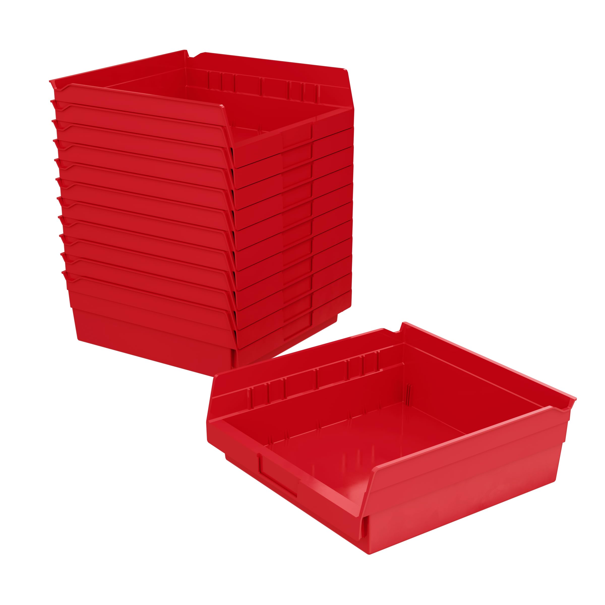 Akro-Mils 30170 Plastic Nesting Shelf Bin Box, (12-Inch X 11-Inch X 4-Inch), Red, (12-Pack)