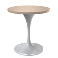 Verve 27 Round Dining Table, White Base with Light Natural Wood MDF Top