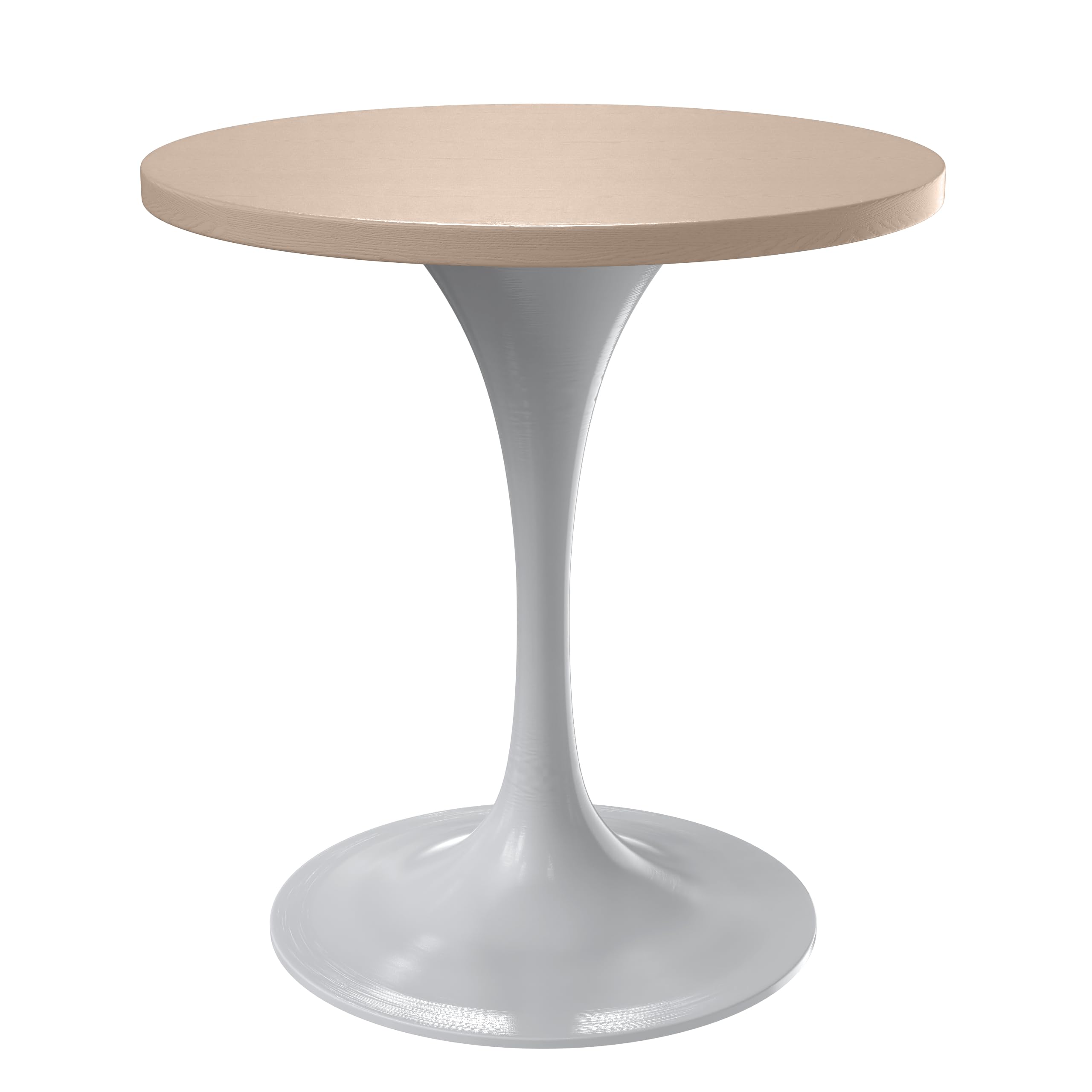 Verve 27 Round Dining Table, White Base with Light Natural Wood MDF Top