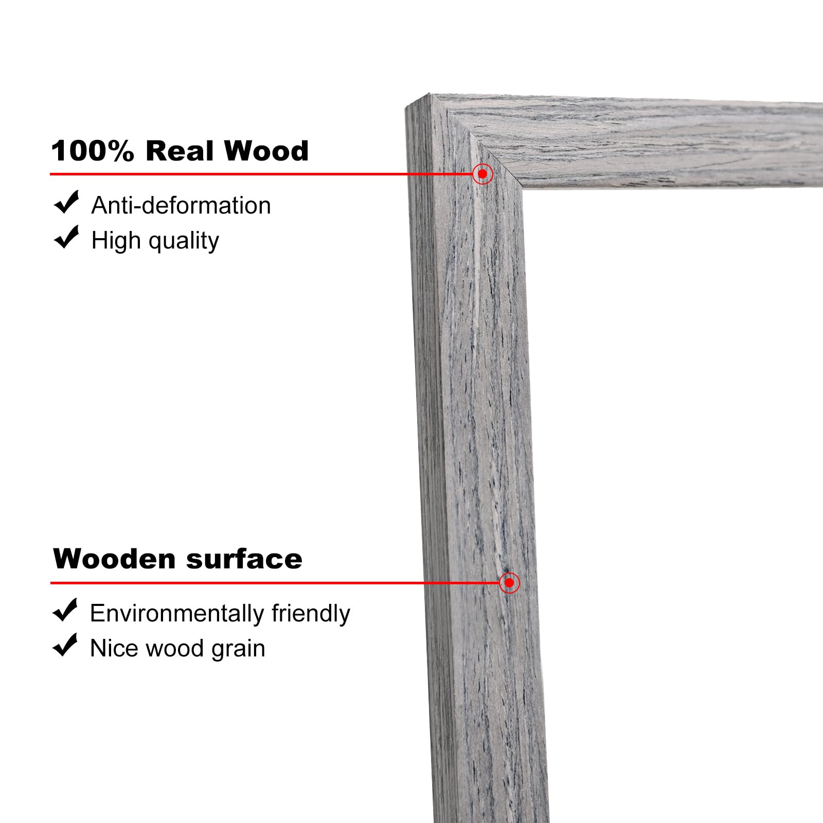 Kinlink Square 8X8 Picture Frames Grey, Solid Wood Frames With Acrylic Plexiglass For Pictures 4X4/6X6 With Mat Tabletop And Wal