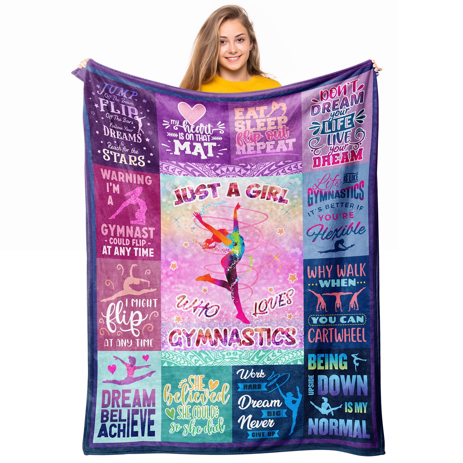 Loxezom Gymnastics Gifts For Girls, Girls Gymnastics Blanket Gifts, Gifts For Gymnasts Gymnastics Girls, Gymnastics Blanket For