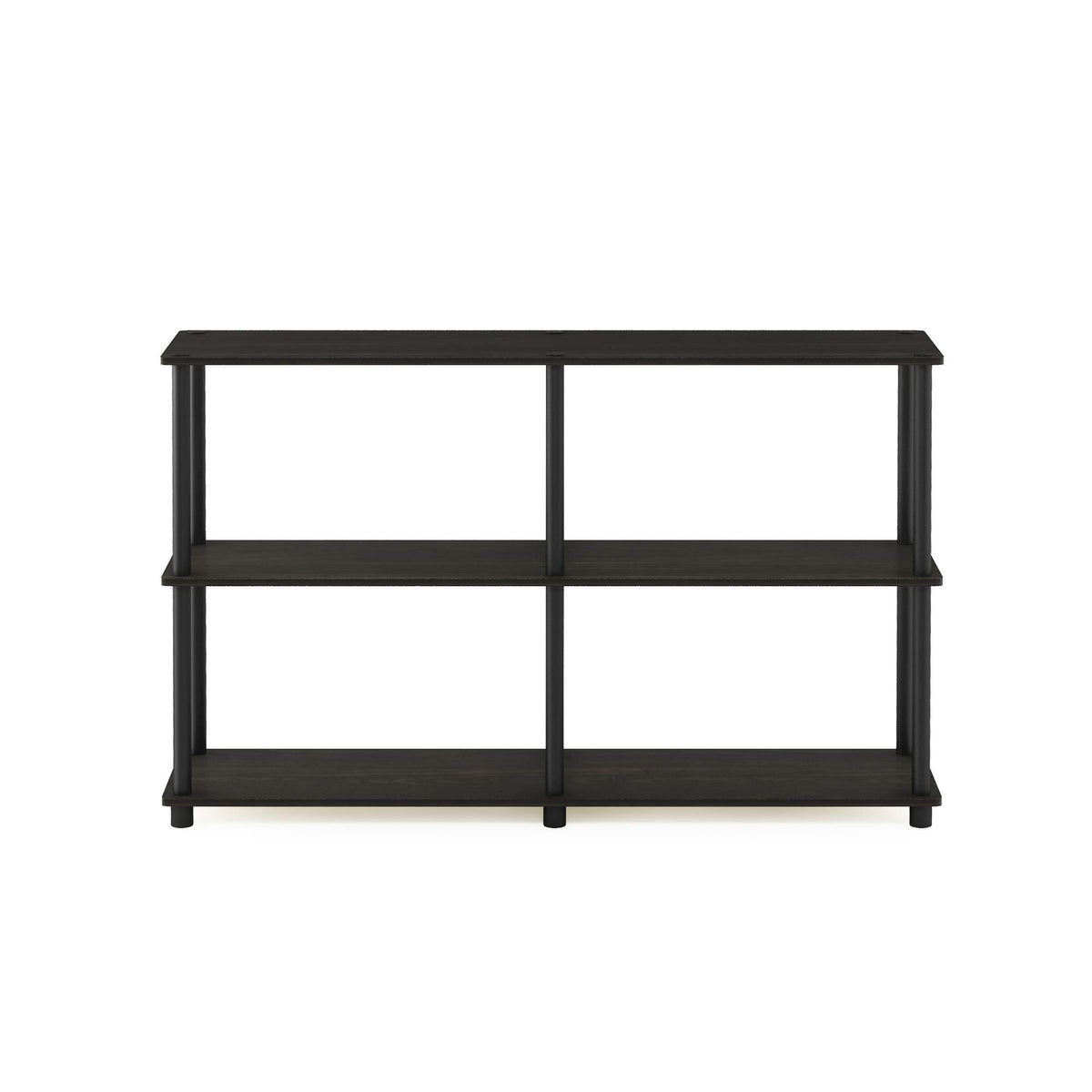 Furinno Turn-N-Tube 3-Tier Double Size Storage Display Rack, Espresso/Black, Plastic Pole 2 x 2