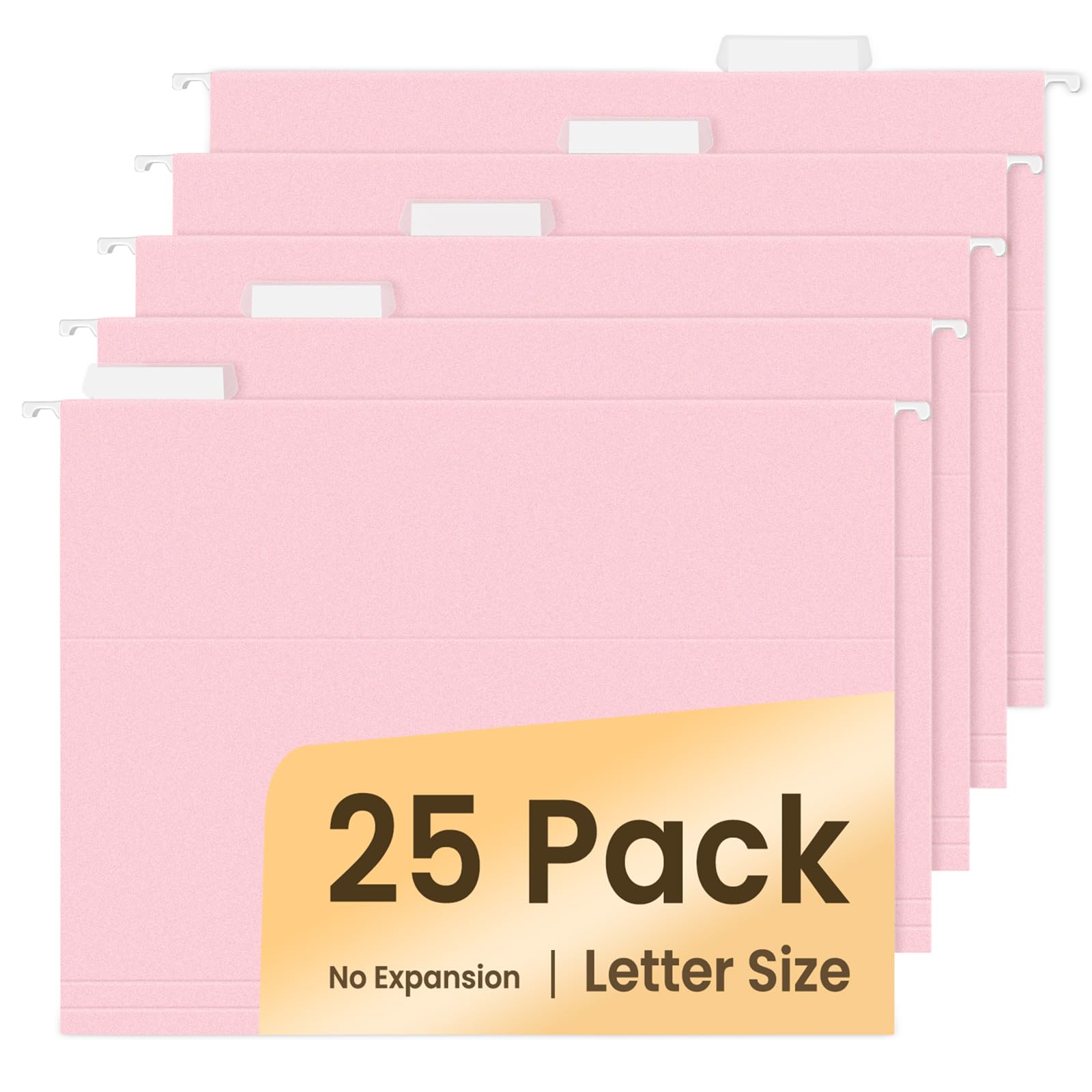 Sunee Hanging File Folders Pink, 25 Pack Letter Size File Folders With 1/5-Cut Tabs, Stay Organized For Your Home And Office Bul