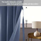 Jiuzhen Dusty Blue Blackout Curtains With Tiebacks Thermal Insulated,Light Blocking And Noise Reducing Grommet Curtains For Bedroom And Living Room, Set Of 2 Window Curtain Panels, 70 X 84 Inch Length