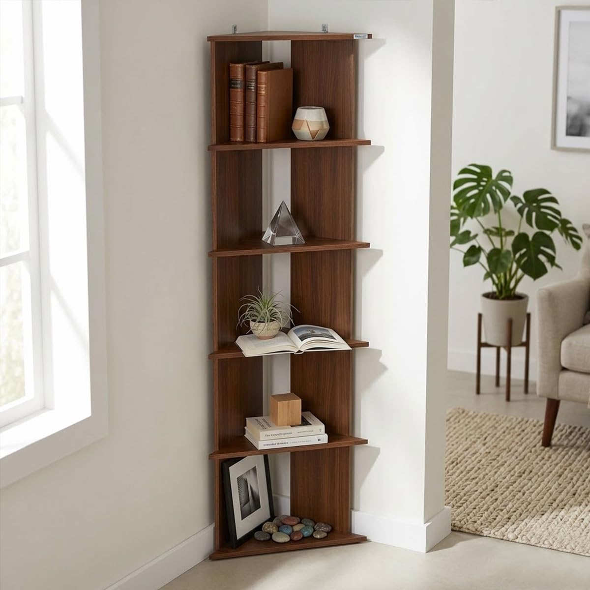 Nilkamal Wales Wooden Book Case | Book Shelf with 5 Open Shelves | Engineered Wood| Multipurpose Storage Organizer | for Living 