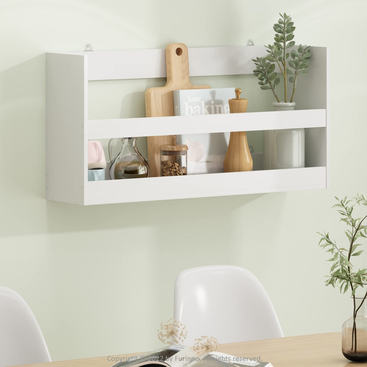 Furinno Hermite Multipurpose Wall Mounting Storage Shelf, White