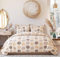 Tib Glace Cotton 78 X 60 Elastic Fitted Bedsheets Queen Size With 2 Pillow Covers, Pack Of 3, Leaf Beige