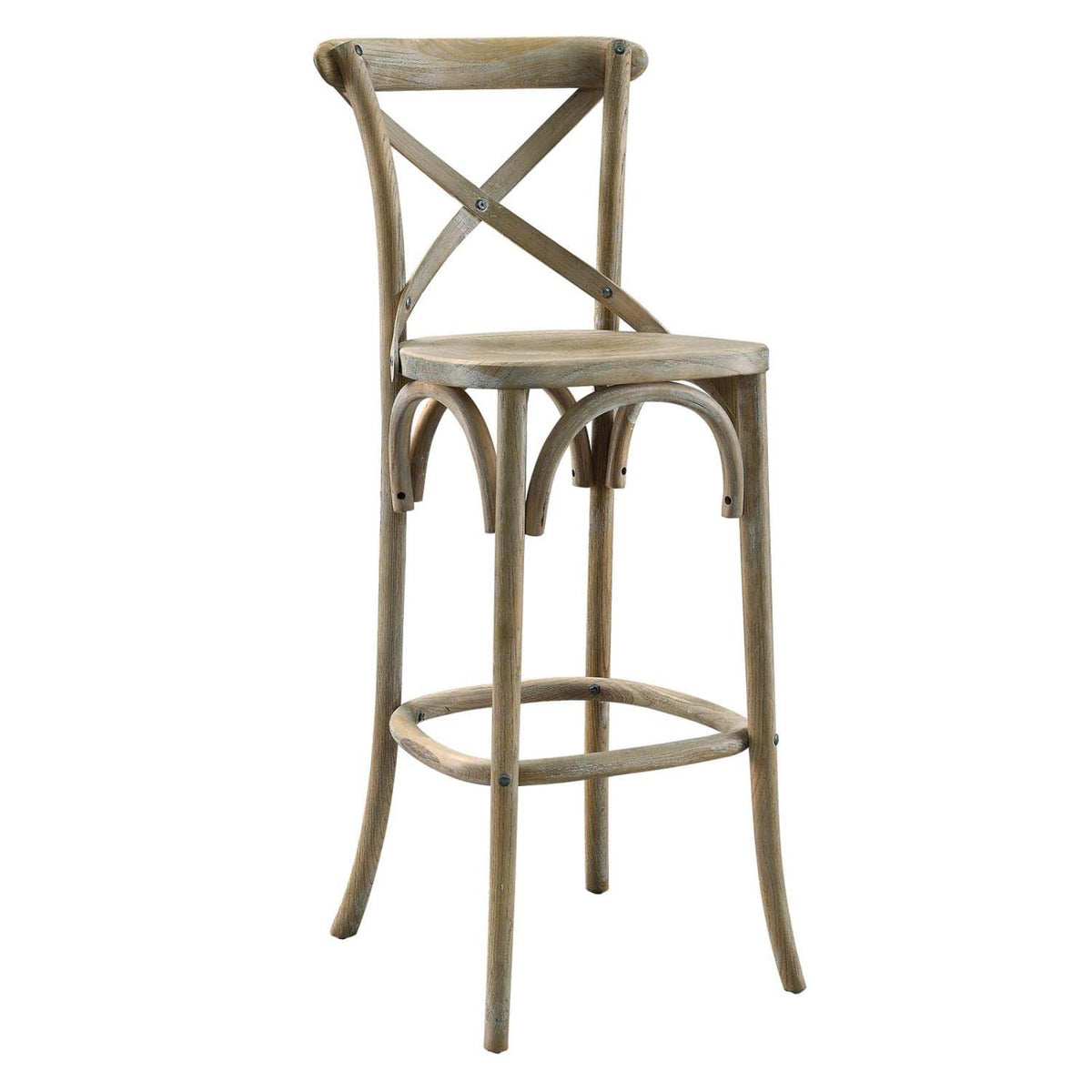 Modway Gear Xback Wood Bar Stool In Gray