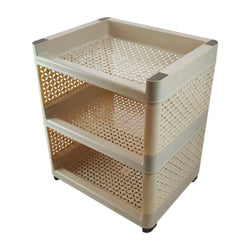 Foliam Storage Rack Space Saving Portable Plastic Organizer Shelf Holder For Kitchen Living Bed & Bathroom  3 Tier