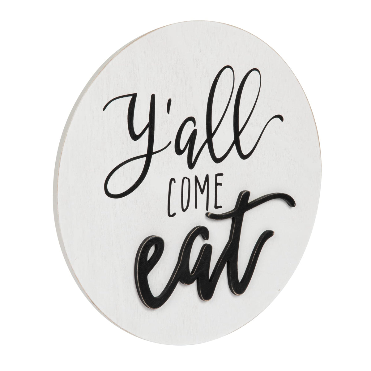Creative Co-Op Yall Come Eat Square Pine Wood Wall D  cor