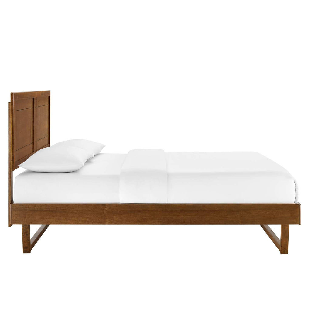 Modway Mod-6625-Wal Marlee Full Wood Platform Bed With Angular Frame, Walnut