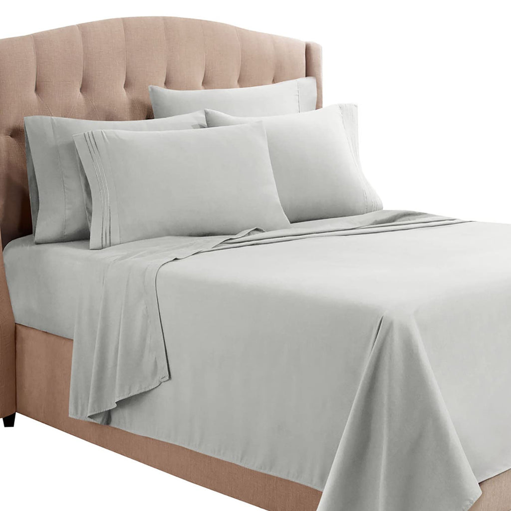 Clara Clark King Sheets, 6 Piece Set - Hotel Luxury Sheets For King Size Bed, Super Soft Bedding Sheets & Pillowcases, King Size Sheets, Silver