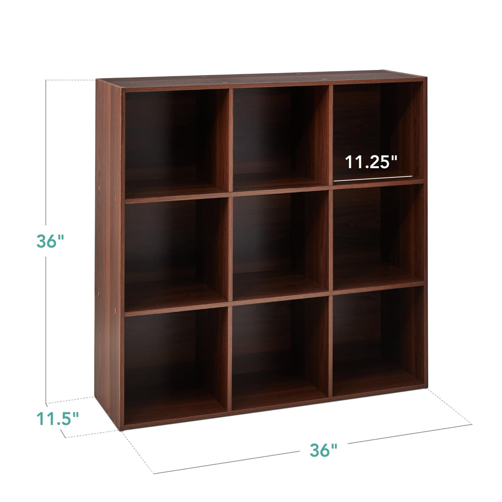 Best Choice Products 9-Cube Storage Organizer, 11In Shelf Opening, Bookcase, Display Shelf, Customizable W/ 3 Removable Back Panels - Walnut