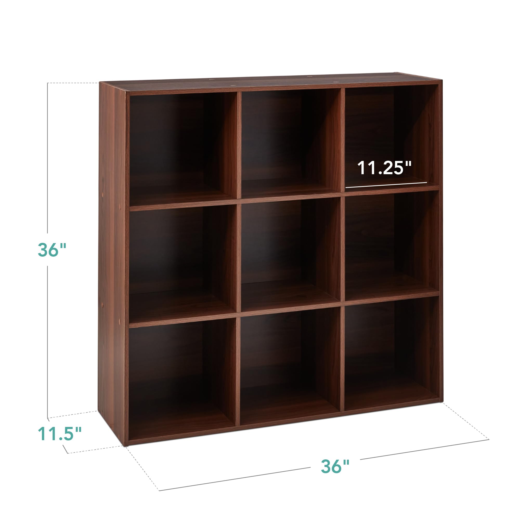 Best Choice Products 9-Cube Storage Organizer, 11In Shelf Opening, Bookcase, Display Shelf, Customizable W/ 3 Removable Back Panels - Walnut