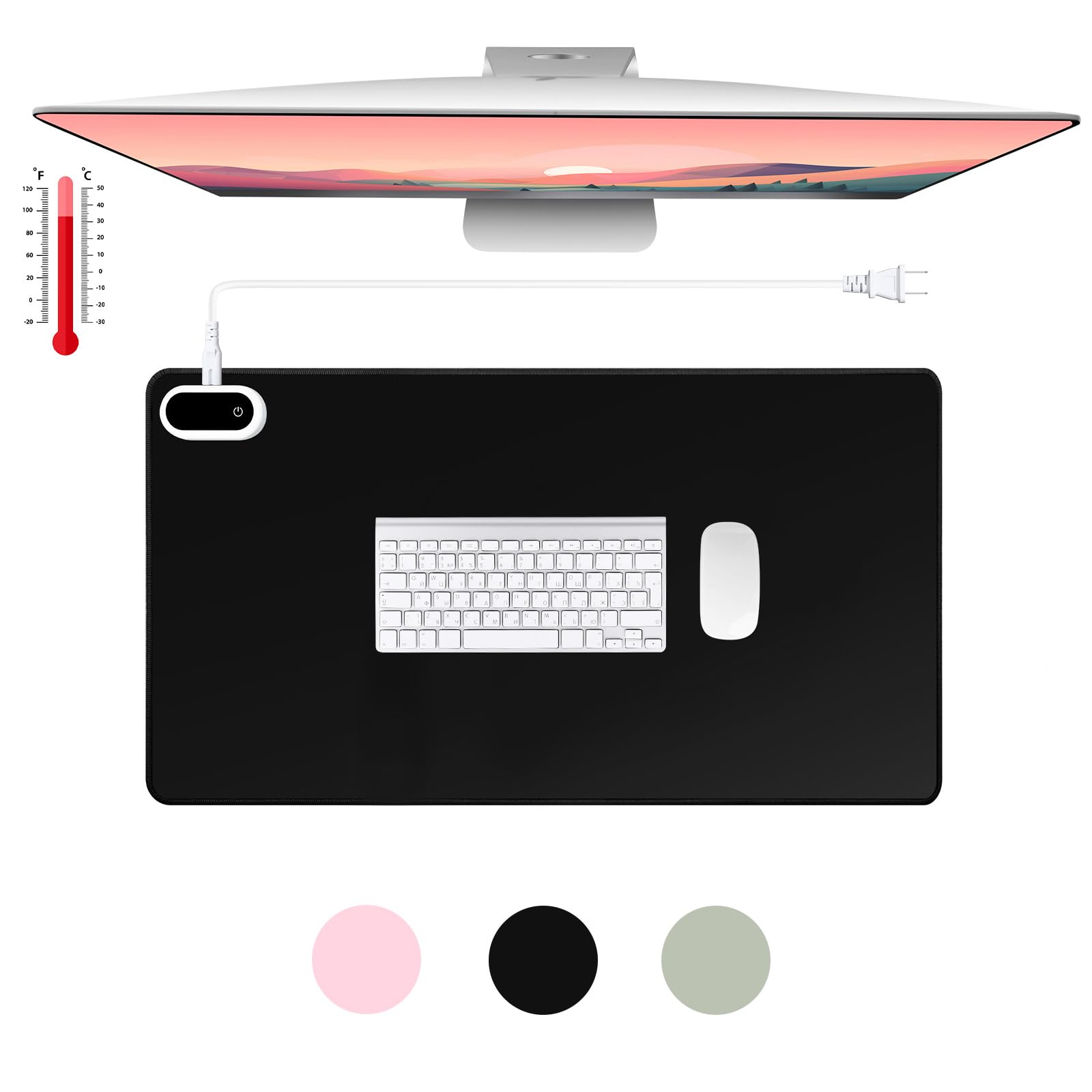 Konohan Heated Large Desk Mat Pu Leather Warm Mouse Pad With 5 Heating Level & 4 Hour Auto Shut-Off Heating Keyboard Pad Warmer
