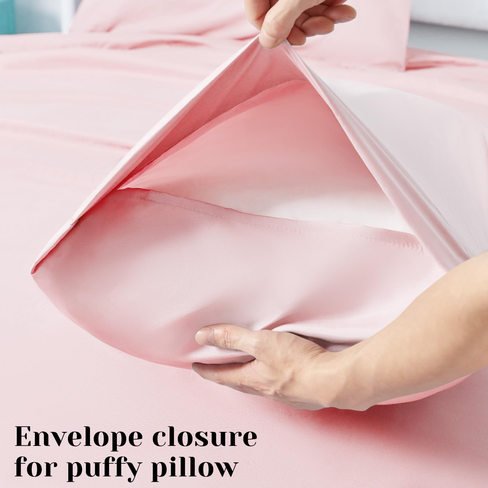 Bysure 4 Pieces Bed Sheets Set(Twin, Light Pink) - Super Soft 1800 Thread Count 100% Microfiber Sheets With Deep Pockets, Wrinkl