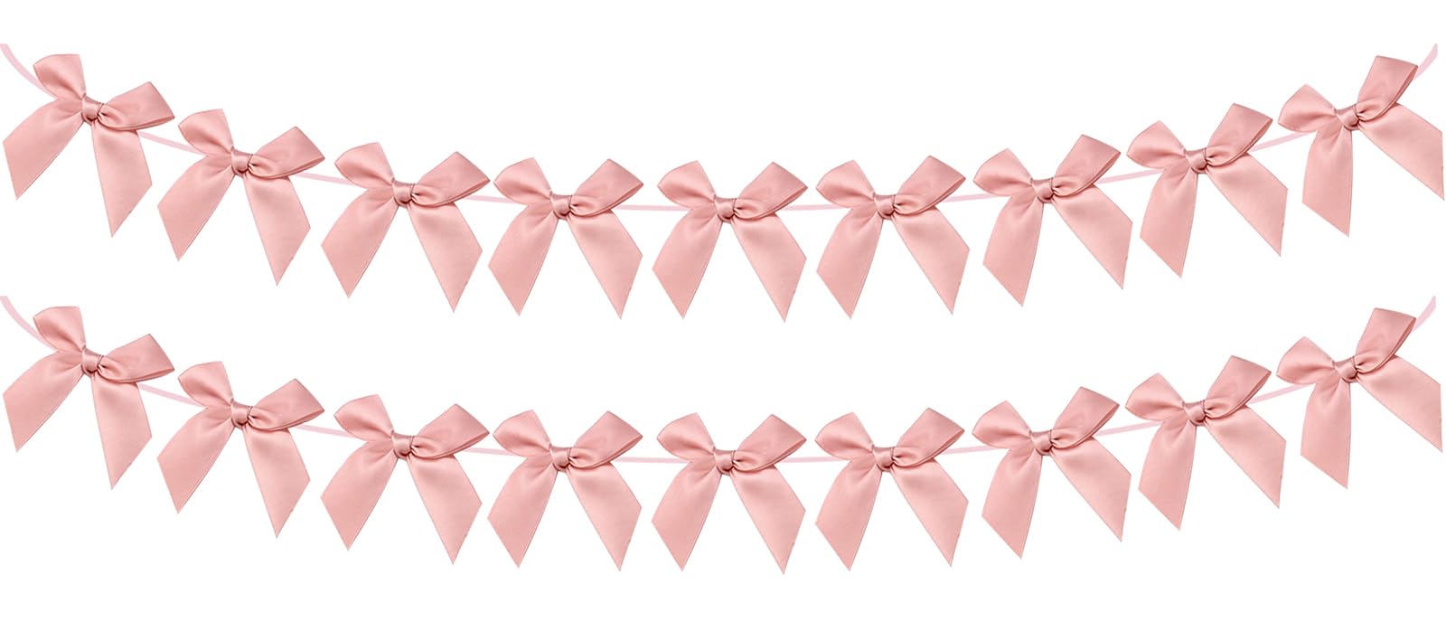 2pcs Bow Garland Banner, Ribbon Bow Party Decorations for Baby Shower Girls Bow Coquette Birthday Party Decor (Peach Pink)