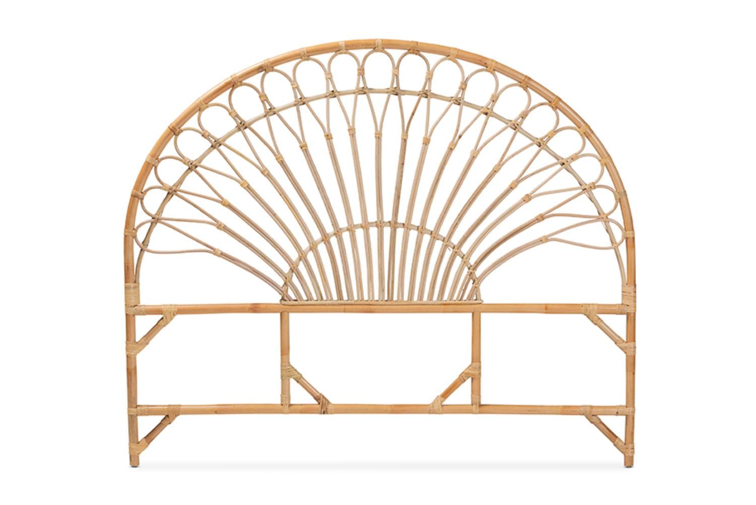 Baxton Studio Devereaux Modern Bohemian Natural Brown Rattan King Size Standalone Headboard