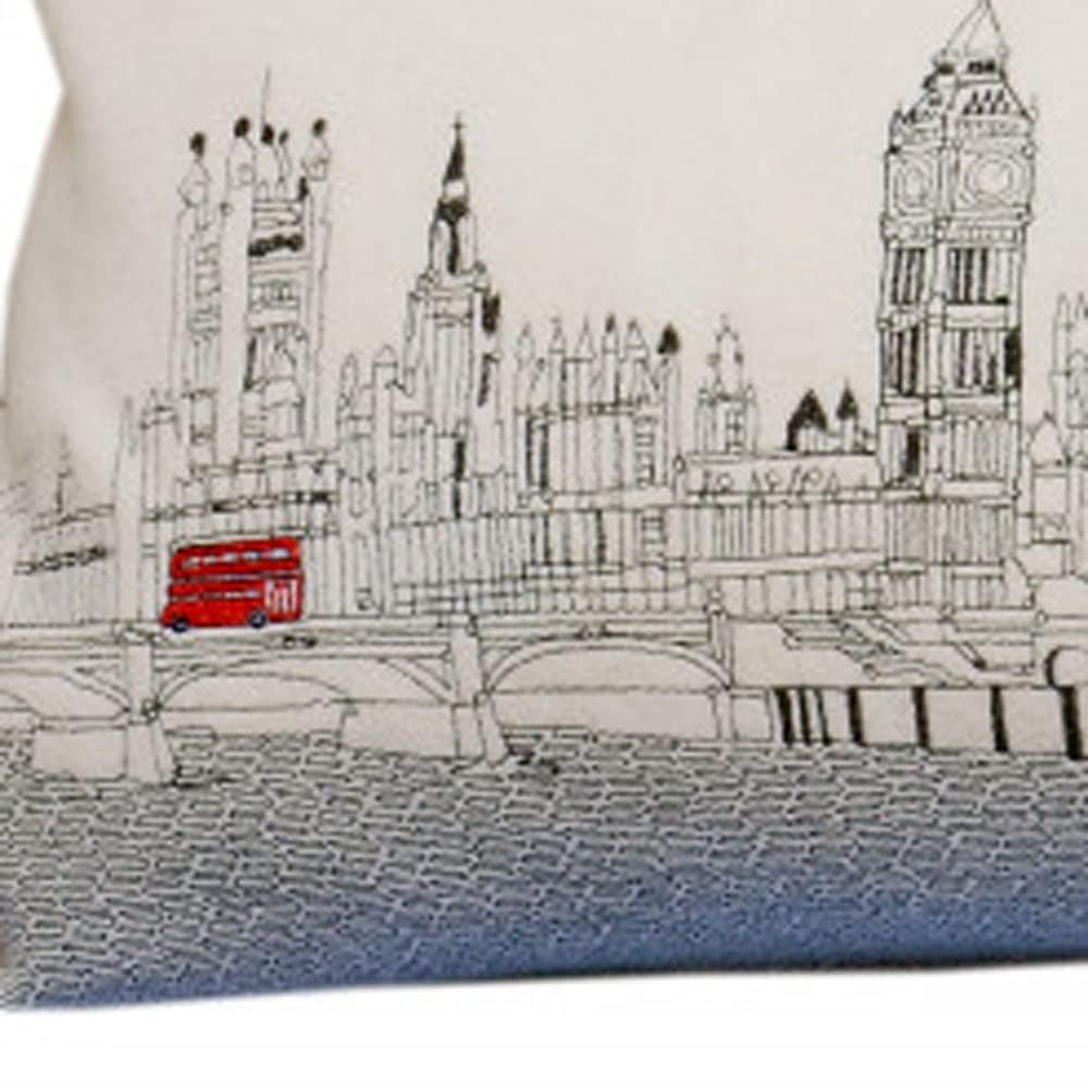 HomeRoots Cream 35' White London Daylight Skyline Lumbar Decorative Pillow