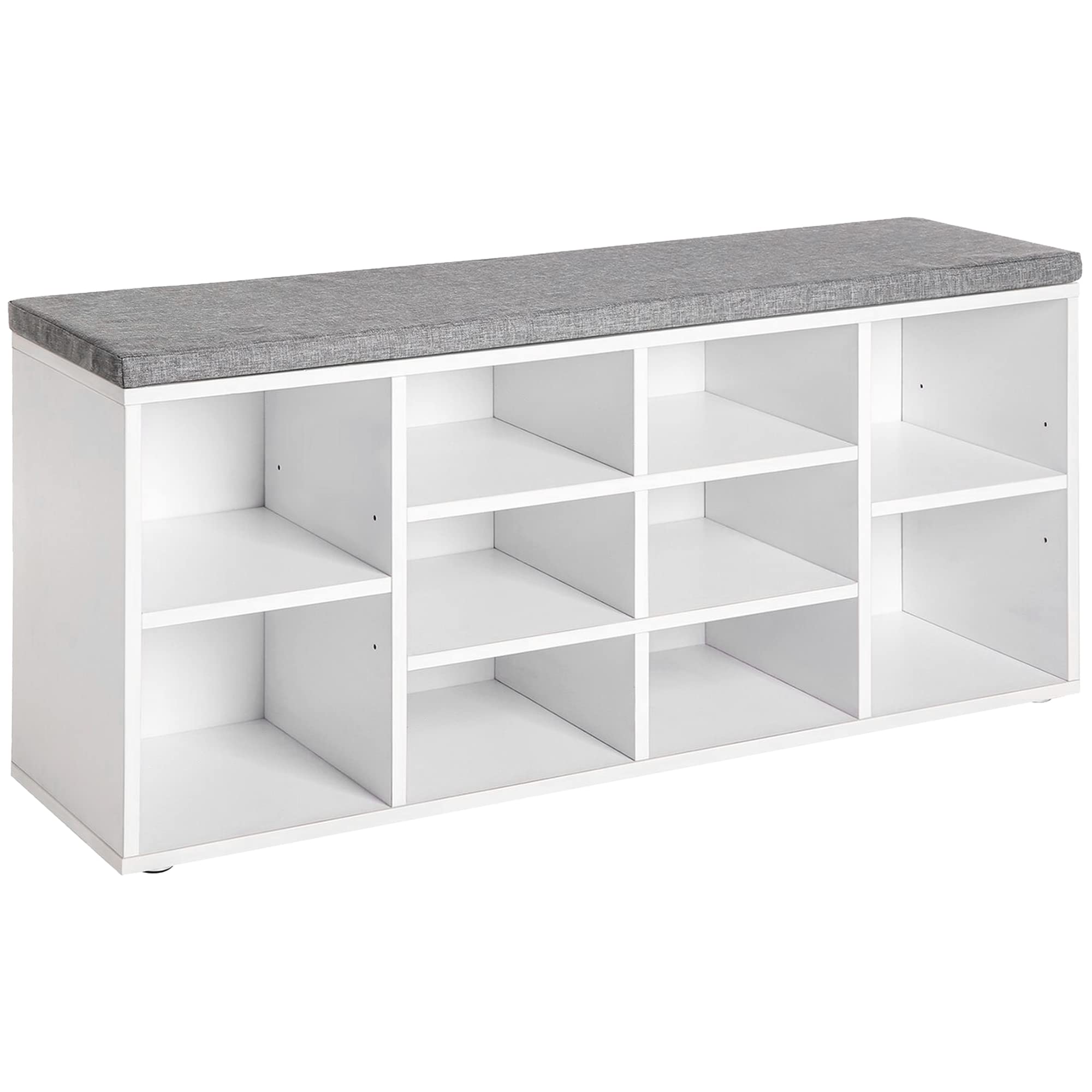 PayLessHere Shoe Bench Storage Bench 10 Compartments Shoe Organizer with 3-Tier Shoe Rack Bench Adjustable Shelves Shoe Shelf fo