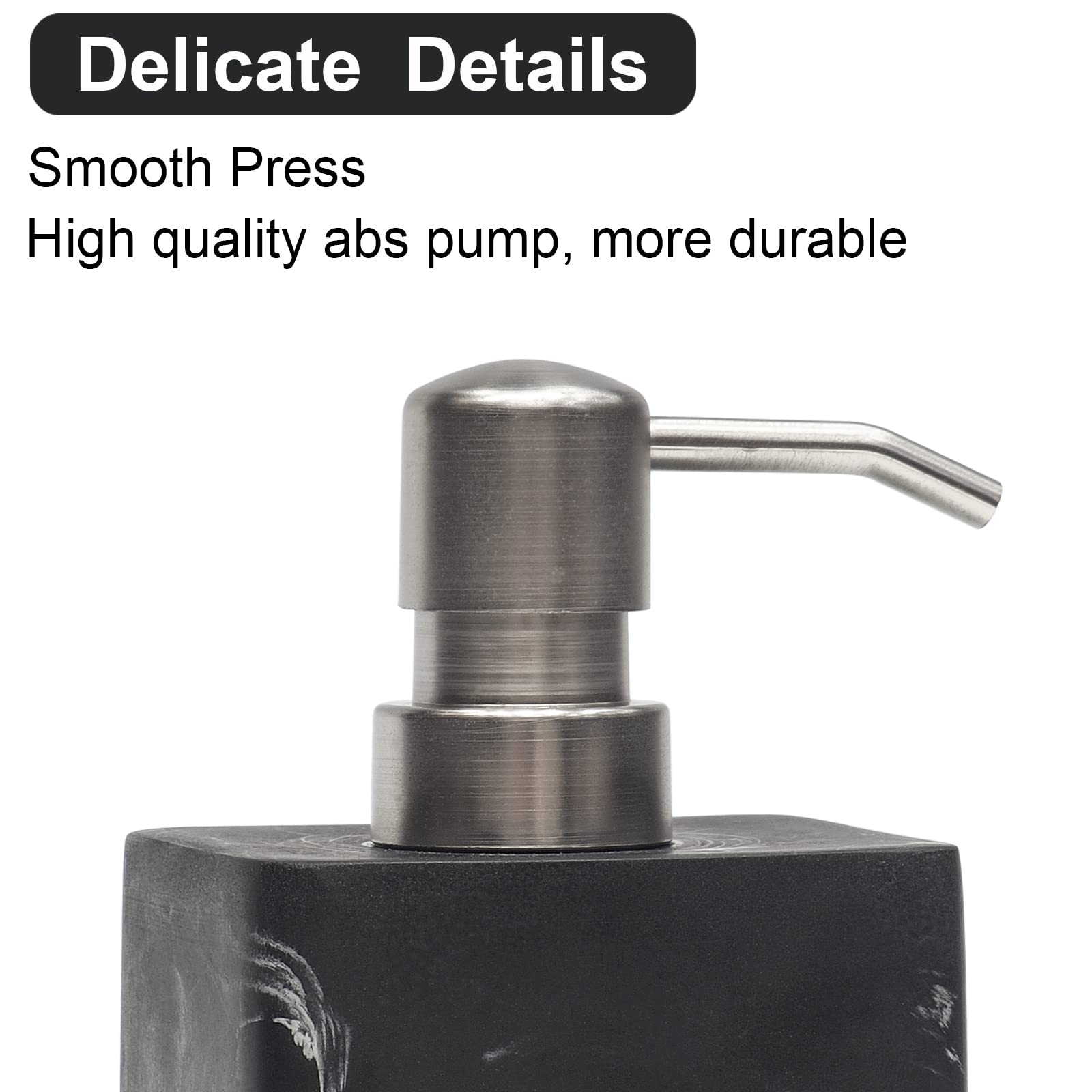 Suanti 2Pcs Hand Soap And Lotion Dispenser Sets For Bathroom Countertop,Black Marble Texture Resin Stone Liqiud Dish Soap Dispen