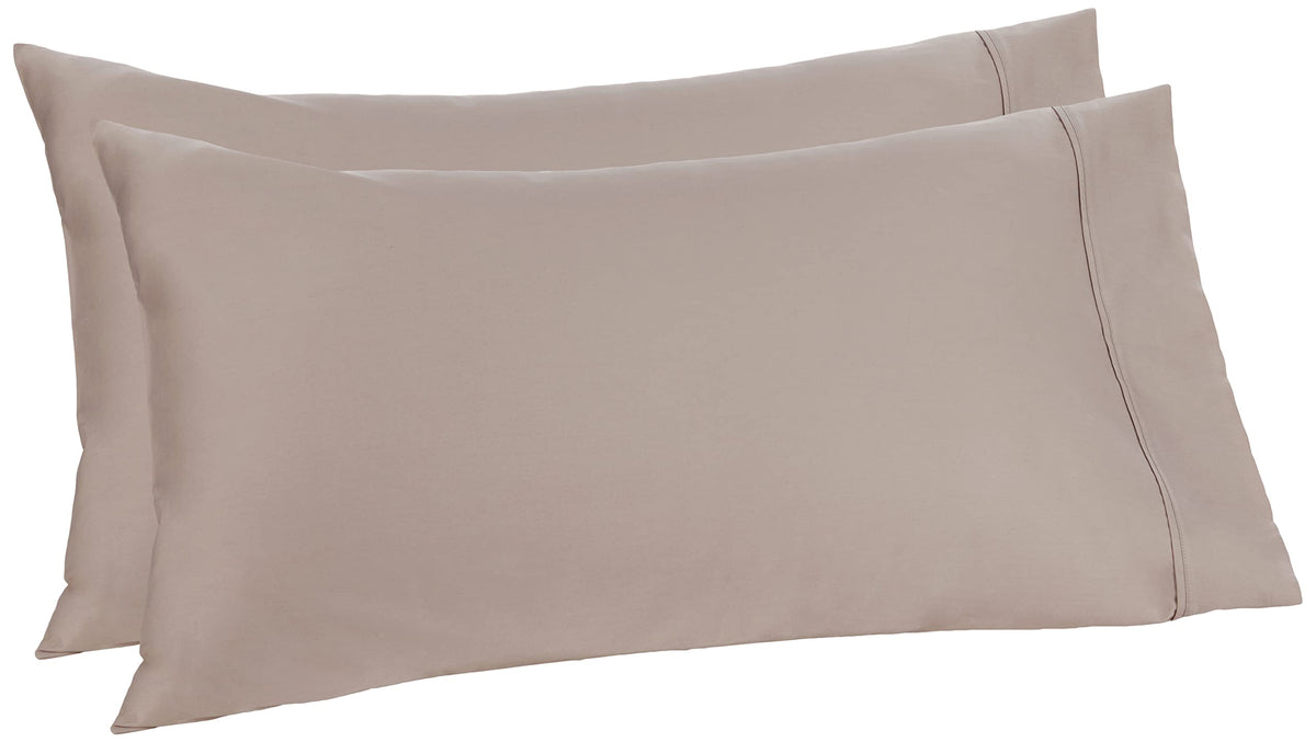 Amazon Aware 100% Organic Cotton 300 Thread Count Pillowcase Set, Taupe, Standard, 2 Pack, 32' X 20'