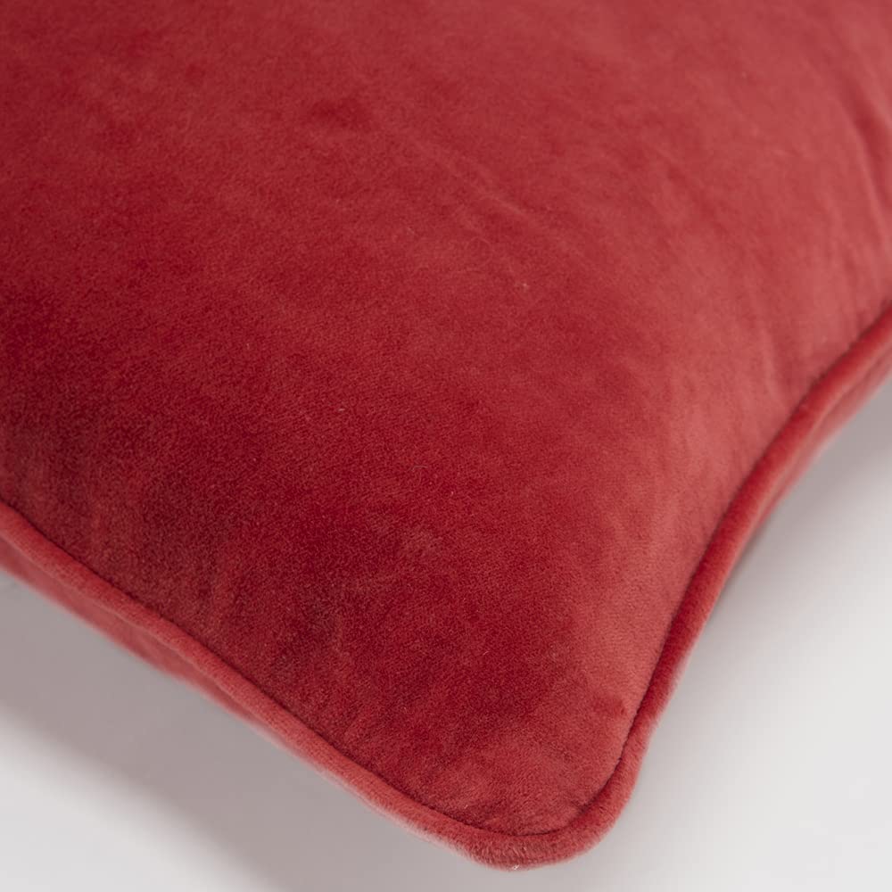 Connie Post 20" x 20" Poly Filled Pillow with Cotton Velvet Cover-Dark Coral