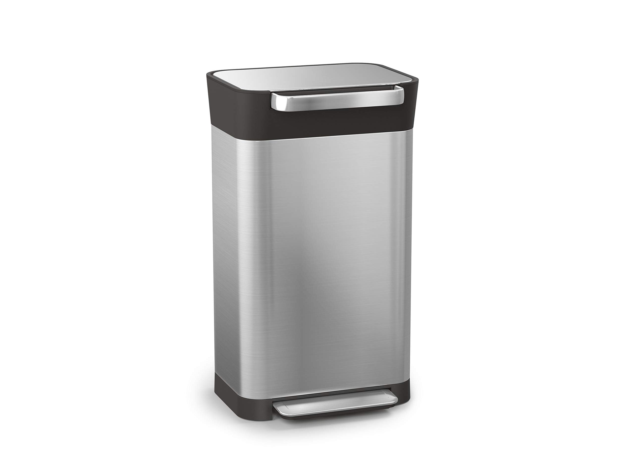 Joseph Joseph Intelligent Waste Titan Trash Can Compactor with Odor Filter, Holds Up to 90L After Compaction, Stainless Steel, 3