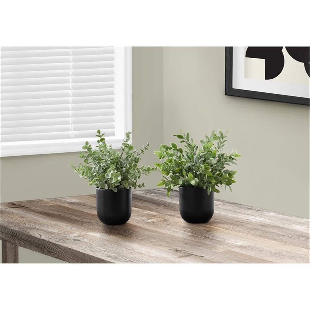 Monarch Specialties I 9580 Artificial Plant, 11' Tall, Eucalyptus Grass, Indoor, Faux, Fake, Table, Greenery, Potted, Set of 2, Decorative, Green Leaves