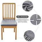 Searchi Waterproof Pu Leather Seat Covers For Dining Chairs, 6 Pack Stretch Dining Room Chair Seat Covers, Kitchen Chair Seat Covers Protectors (Grayish)