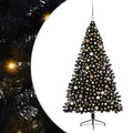 vidaXL Artificial Prelit Christmas Tree with 300 LEDs Black 82.7inch PVC