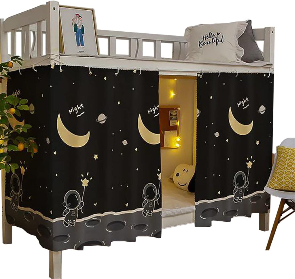 Teanea Bottom Bunk Bed Curtains Privacy Cloth Underbed Curtains For Low Loft Bed Twin, 2 Panels, Spaceman