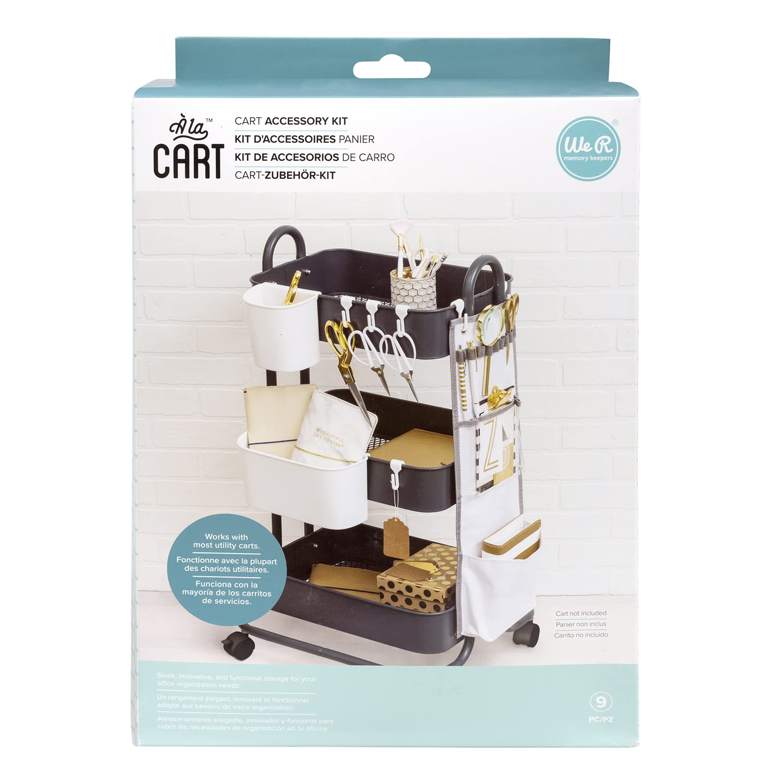 We R Memory Keepers A La Cart Accessories, Grey, Works for Most Utility Carts, Hanging Cups, Pockets, Hooks, Tool Storage, Sciss