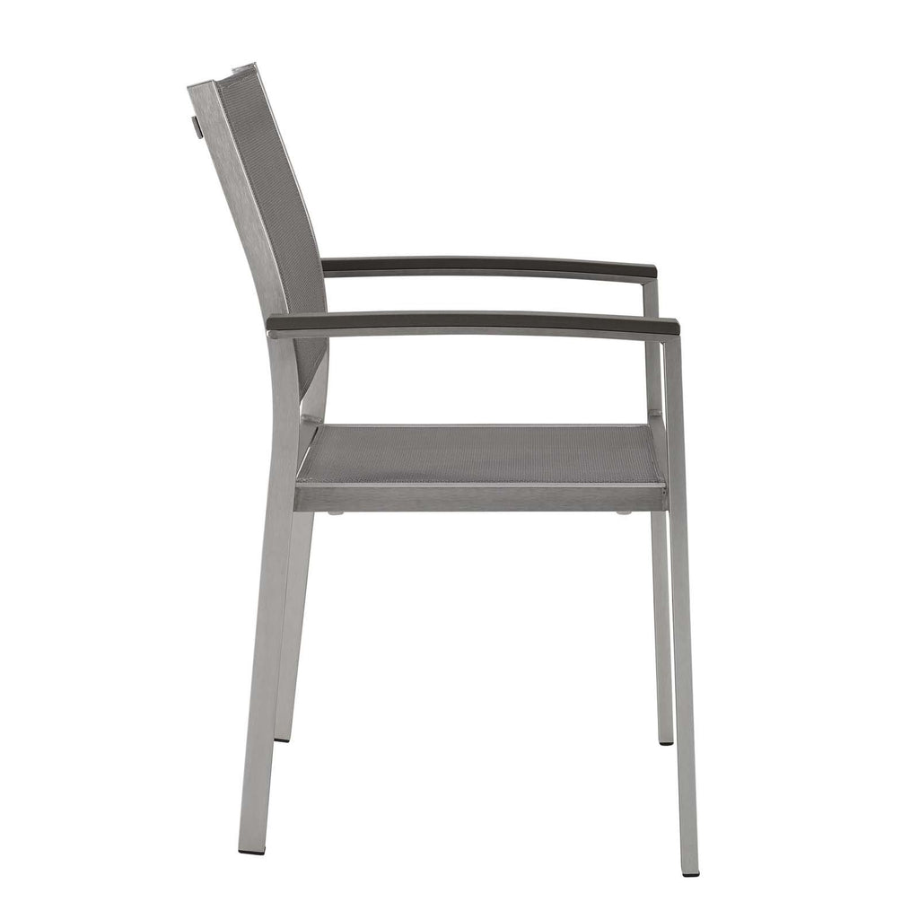 Modway Shore Aluminum Two Outdoor Patio Dining Arm Chairs In Silver Gray