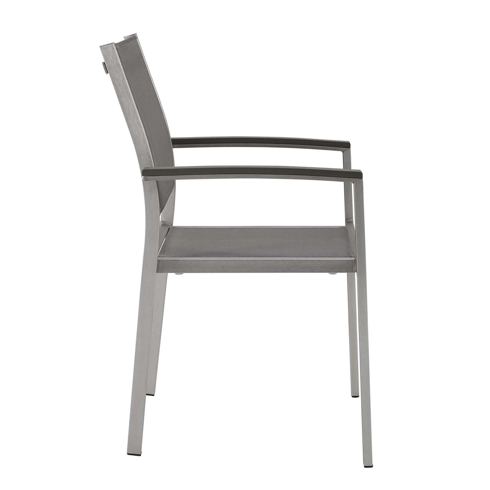 Modway Shore Aluminum Two Outdoor Patio Dining Arm Chairs In Silver Gray