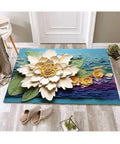 BOTIST 5D Door Flower Mat 5D Bathroom Flower Mat Visual AntiSlip Absorbent Mat | Quick Drying NonSlip Bath Mat | Anti Skid Wat