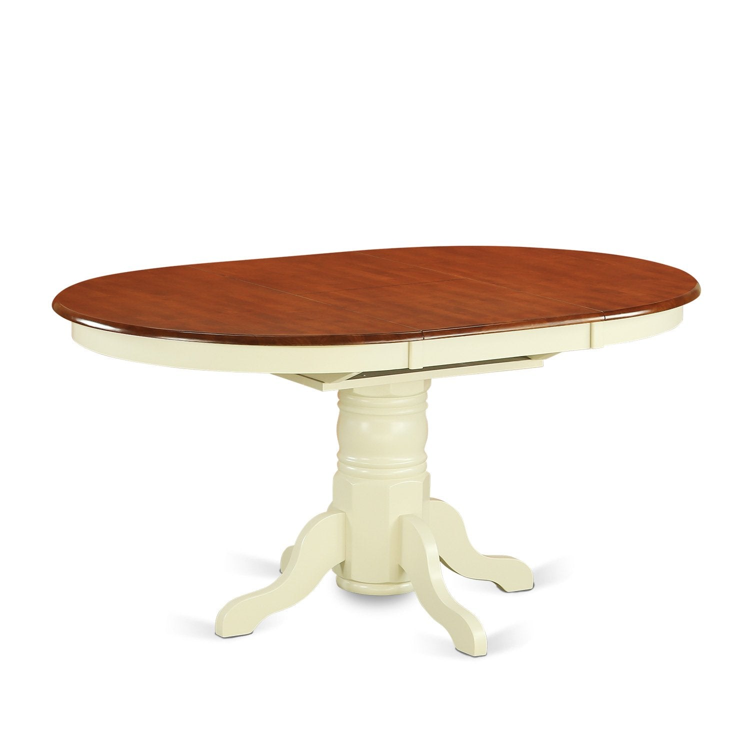 East West Furniture Keip5-Bmk-W 5 Piece Dining Room Furniture Set Includes An Oval Kitchen Table With Butterfly Leaf And 4 Dining Chairs, 42X60 Inch, Buttermilk & Cherry