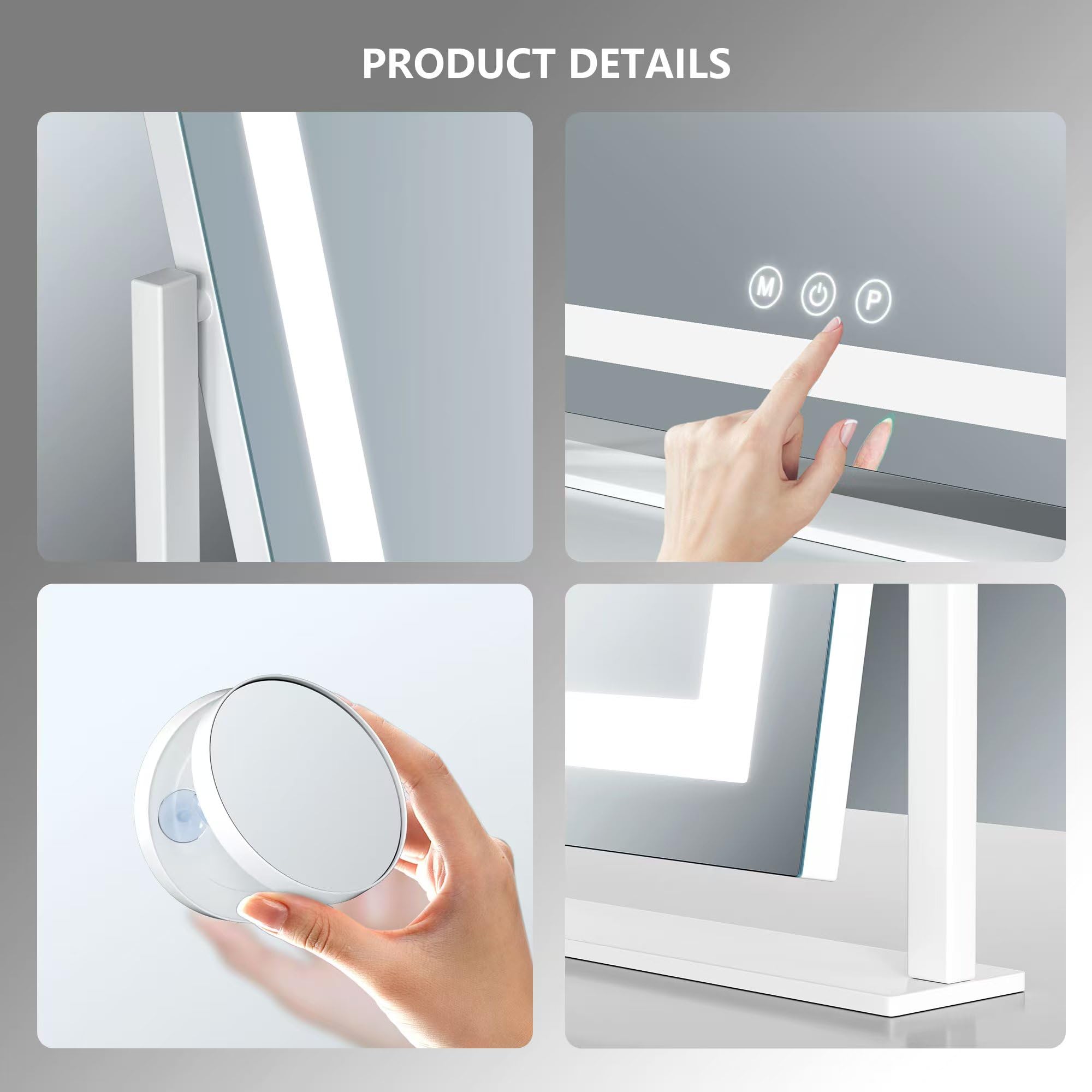 Gvnkvn Makeup Vanity Mirror With Lights 15.2' Large Led Lighted Mirror, Hollywood Make Up Mirror With Lighting For Bedroom Tabl