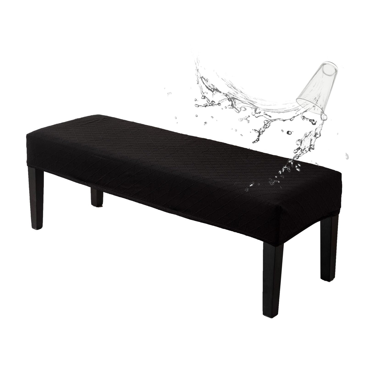 Genina Stretch Dining Bench Covers, Waterproof Stretch Jacquard Bench Seat Protector Cover, Rectangular Bench Cover For Bedrooms, Living Rooms, Kitchens, Removable, Washable