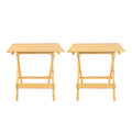 Casual Home 2-Piece Set Solid Wood Portable Folding Side Table, Plant Stand, Natural