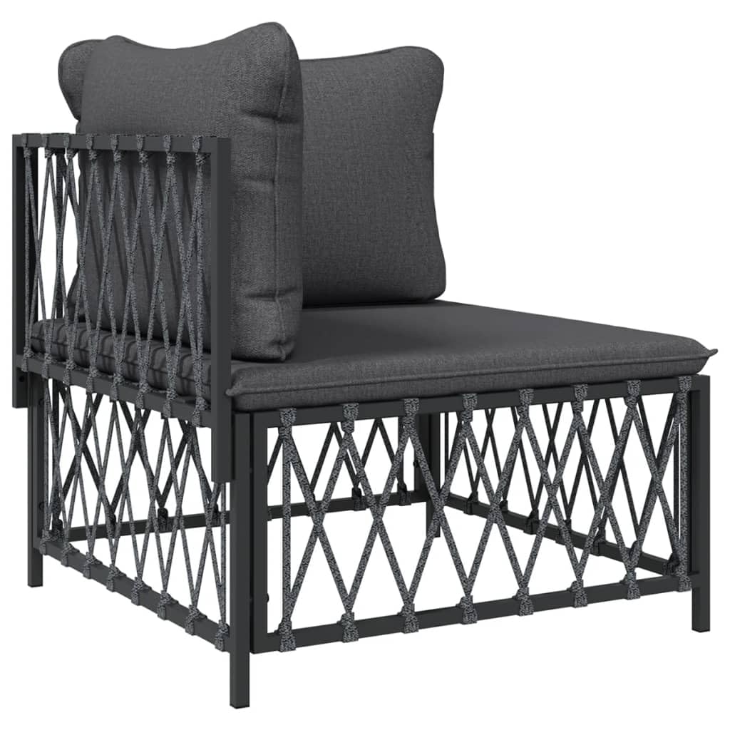 vidaXL Anthracite Patio Table with Powder-Coated Steel Frame - Durable Woven Fabric Outdoor Table, Modular Garden Lounge Set Des