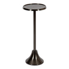 Kate And Laurel Sanzo Modern Pedestal Side Table, 9 X 9 X 23, Pewter, Decorative End Table With Hammered Tabletop