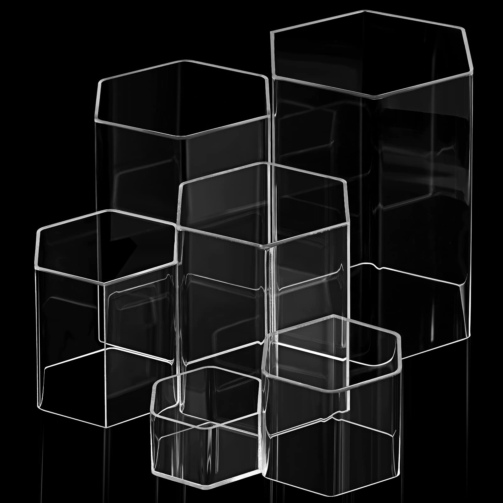 Jetec Hexagonal Jewelry Display Risers Hexagonal Display Riser Stands Acrylic Hexagonal Jewelry Showcase Acrylic Jewelry Display