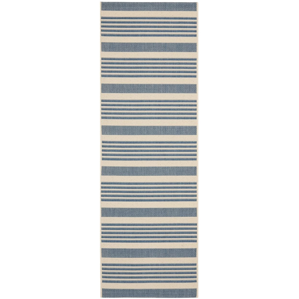 SAFAVIEH Courtyard Collection Runner Rug - 2'3' x 16', Beige & Blue, Non-Shedding & Easy Care, Indoor/Outdoor & Washable-Ideal f